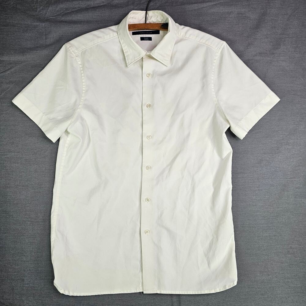 Perry Ellis Short Sleeve Slim Fit Button Down White Men's Small